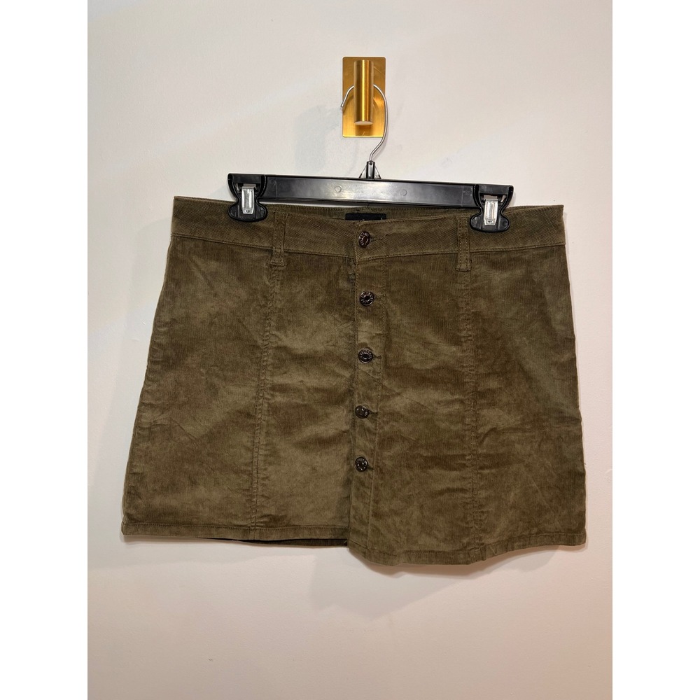 Celebrity Pink Preppy Corduroy Olive Green ‎ Grunge Button Mini Skirt- Large